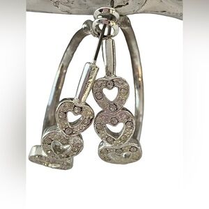 Nancy & Rise Vintage Love Interlocking Heart Hoop Silver Tone Earrings Sparkly